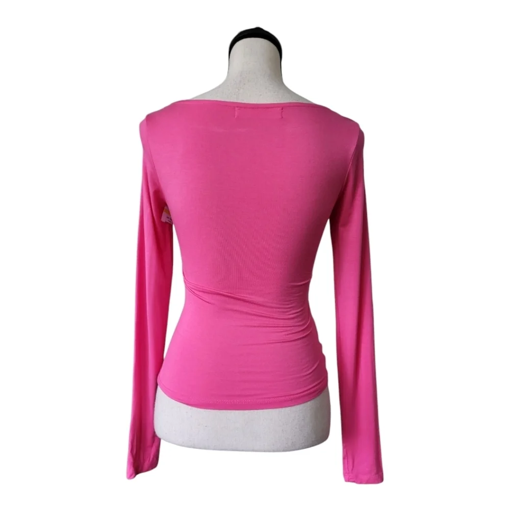 💕Elodie Square Neck Long Sleeve Rouched Crop Top Size XS New - Picture 4 of 7